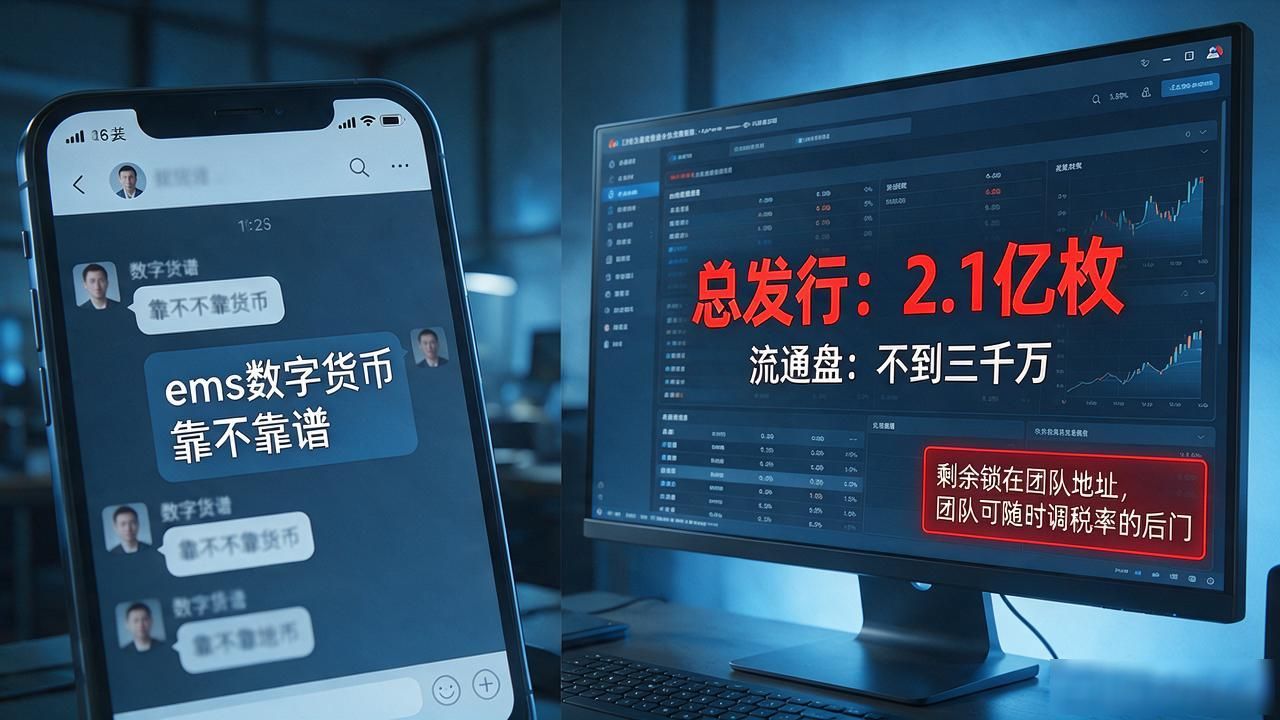 有人拿截图问我ems数字货币靠不靠谱，我查完合约数据没接话