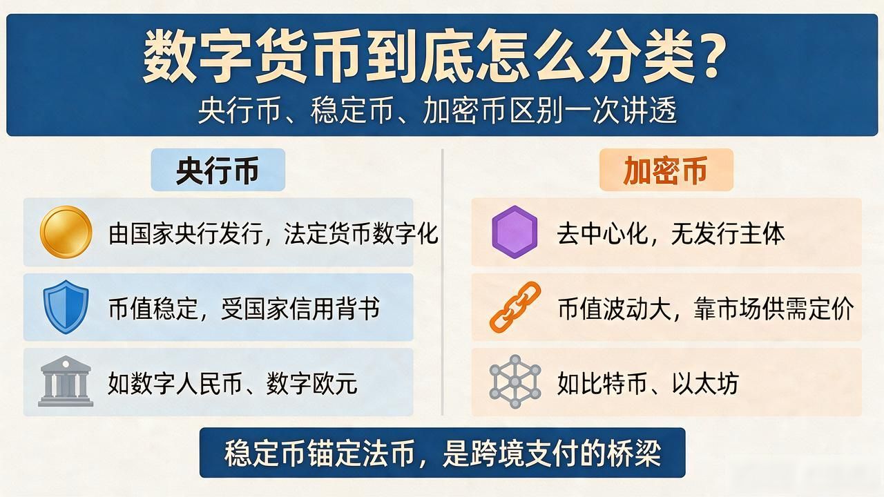 数字货币到底怎么分类？央行币、稳定币、加密币区别一次讲透