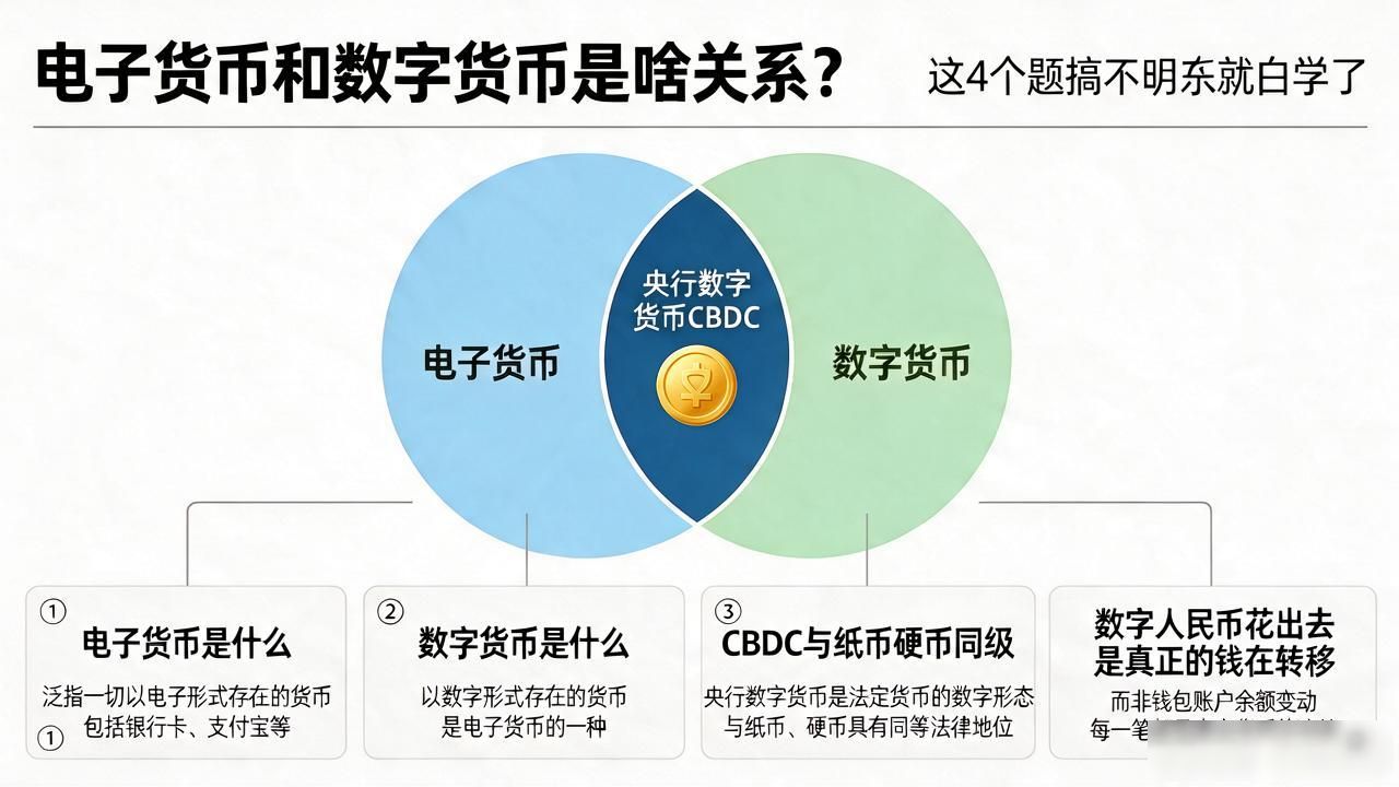 电子货币和数字货币是啥关系？这4个题搞不明白就白学了
